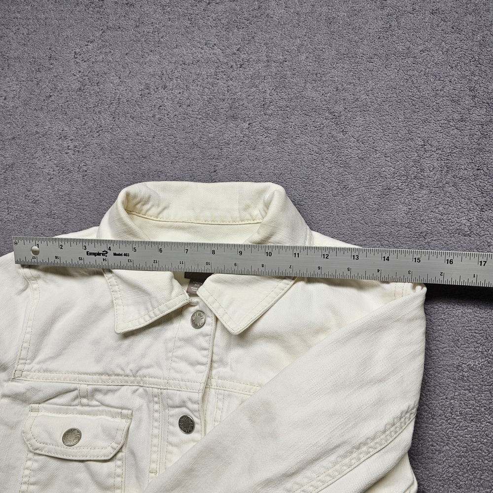 J. Jill Denim Jacket Womens XS Cream Stretch Cotton Button Front Trucker Coat - Picture 5 of 12